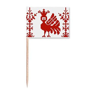 Imagem de Mosaico vermelho árvores animais russas palito de dente marcadores decoração de festa