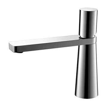 Imagem de LIDON Torneira do banheiro latão um furo, torneira da pia do banheiro latão de alça única, torneiras de banheiro altas para pia 1 furo, torneira da bacia para pia do banheiro, branco A (cor: cromo A)