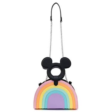 Imagem de Bolsa tiracolo com alça de arco-íris Loungefly x Mickey Mouse Pastel, Roxa, One Size