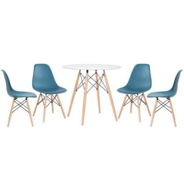 Imagem de Kit - Mesa Redonda Eames 80 Cm Branco + 4 Cadeiras Eiffel Dsw - Loft7