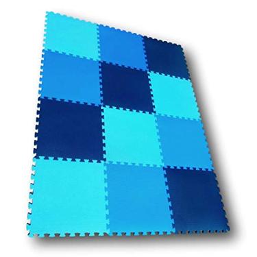 Imagem de Kit 24 Tatames Eva Tons De Azul Infantil Meninos 50x50x2cm 20mm