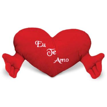 Imagem de Coração de Pelúcia com Mãozinha Eu te amo Vermelho 67 cm Antialérgico