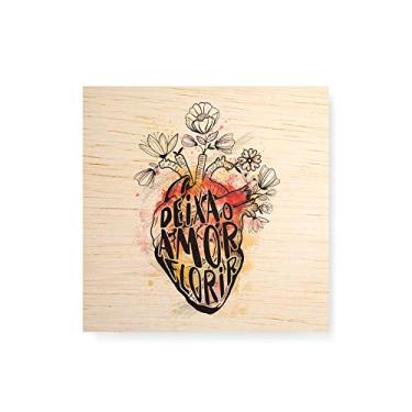 Imagem de Arte Maníacos Quadro decorativo com moldura caixa branca em Madeira - Deixa o Amor Florir Color - 30x30cm