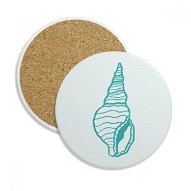 Imagem de Caneca de porta-copos com ilustração azul de caracol Marine Life com proteção de mesa, pedra absorvente