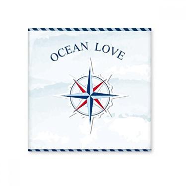 Imagem de Bússola oceano amor mar vela padrão azulejo de cerâmica brilhante decalque adorno tijolo vitrificado