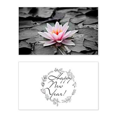 Imagem de Pink Flowers Red Lotus Festival Ano Novo Cartão de felicitações Bless Message Present