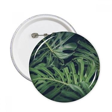 Imagem de Imagem de planta de folhas verdes para noite natureza pinos redondos emblema decoração de roupas 5 peças presente