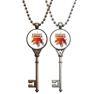 Imagem de OFFbb-USA Colar de chaves com contornos da cidade de Atenas, pingente para decoração de casais
