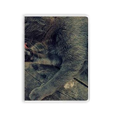 Imagem de Caderno para fotografia de gato cinza com estampa de animal, capa de goma