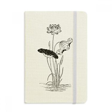 Imagem de Caderno de plantas de flor de lótus com capa dura em tecido oficial diário clássico
