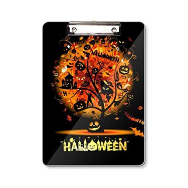 Imagem de Prancheta com estampa de árvore de desenho de Halloween, pasta, bloco de escrita A4