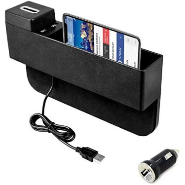 Imagem de Preenchimento de estacionamento Gap Filler, Console Side Pocket, Universal Car Pocket Organizer with Coin Holder and 2 USB Ports Seat Gap Filler for Cellphones, Keys, Cards, Carteiras, Moedas