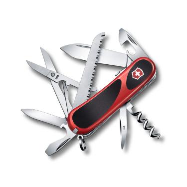 Imagem de Victorinox Canivete suíço Evolution S17 Grip, 15 funções, canivete de bolso suíço com lâmina grande, chave de fenda e lâmina de bloqueio - vermelho/preto