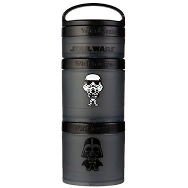 Imagem de Whiskware Recipientes empilháveis de plástico para lanches Star Wars para crianças e crianças, 3 copos empilháveis para lanches para escola e viagens, Stormtrooper e Darth Vader