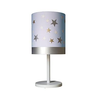 Imagem de Abajur Infantil Estrelas Base Branca Cúpula 20x43 Cor: Azul bebê
