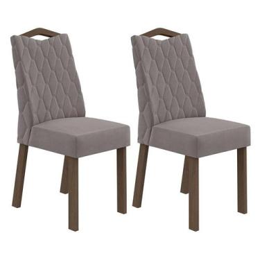 Imagem de Conjunto 2 Cadeiras Vênus Imbuia/Veludo Capuccino - Móveis Lopas