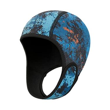 Imagem de Tachiuwa Chapéu de mergulho com capuz 2 mm Neoprene Wetsuit Hood, capa de cabeça boné de mergulho protetor de ouvido chapéu de natação chapéu de surf, para, Azul escuro