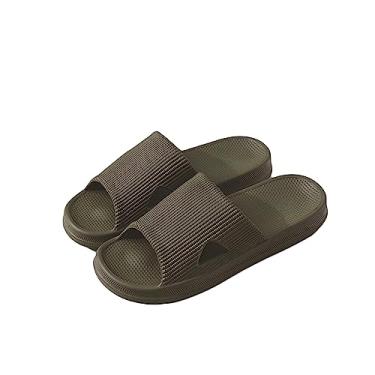 Imagem de jueshanzj Pantufas para mulheres, uso doméstico, interior, homem, fundo grosso, silencioso, Verde militar, 8