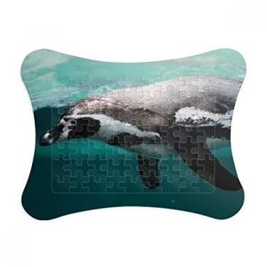 Imagem de Moldura de quebra-cabeça de água pinguim azul profundo oceano decoração de imagem quebra-cabeça ornamento