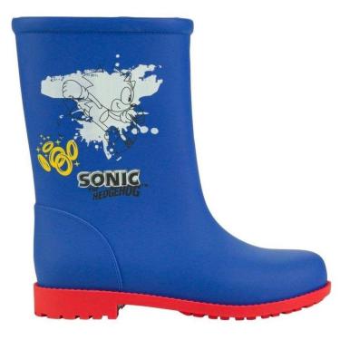 Imagem de Bota Galocha Infantil Menino Borracha Palmilha Personalizada Sonic Grendene Kids 22906