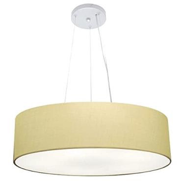 Imagem de Lustre Pendente Cilíndrico Cúpula Tecido 80x15 cm, Vivare Iluminação, Pendente4136 LA, Algodão Cru, Gigante