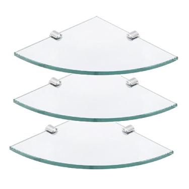 Imagem de Kit 3 Prateleira Cantoneira Modelada Em Vidro 30x30 Cm