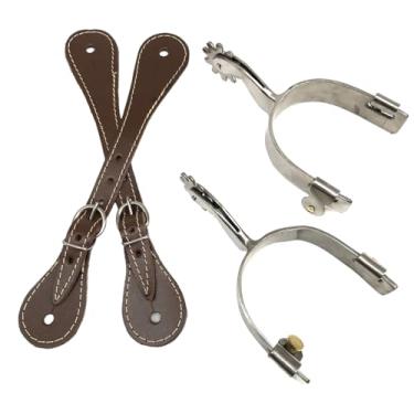 Imagem de Kit Quarto De Milha Espora + Correia De Couro Legitimo de Inox Oferta (marrom)