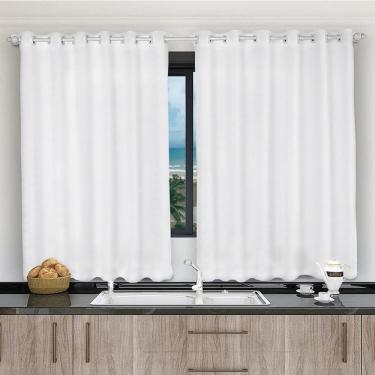 Imagem de Cortina 2,80x1,20 Sala Quarto Cozinha Voil Microfibra Cor:branco