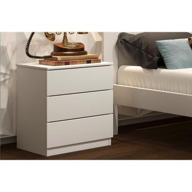 Imagem de Mesa de Cabeceira Solteiro Veronna c/ 3 Gavetas Branco - Tcil Móveis