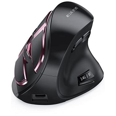 Imagem de seenda Ergonomic Mouse, Wireless Vertical Mouse - Rechargeable Optical Mice for Multi-Purpose (Bluetooth 5.0 + Bluetooth 3.0 + USB Connection) Compatible Apple Mac and Windows Computers - Black