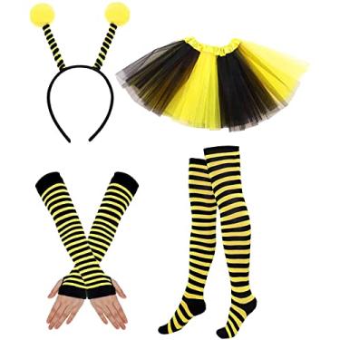 Imagem de Saias florais infantis para bebês meninas fantasias fantasia fantasia carnaval saias luvas meias (amarelo, 3-6 anos)