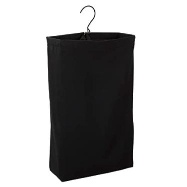 Imagem de Household Essentials Saco de lavanderia para pendurar na porta, bolsa de lona lavável com alça de laço, comporta duas cargas de roupa, ótimo para dormitórios e espaços pequenos, preto