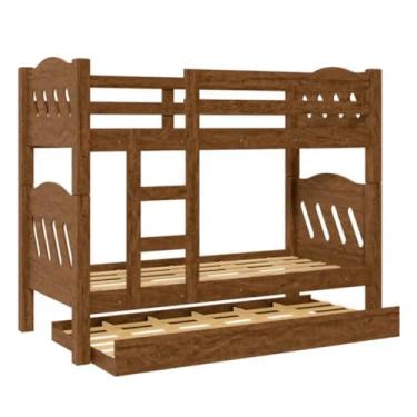 Imagem de Beliche Treliche Reforçada c/Cama Auxiliar Pérola (Castanho)