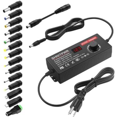 Imagem de SHNITPWR Adaptador CA 120 W adaptador de alimentação universal 4V 5V 6V 9V 12V 15V 18V 19V 20V 24V Fonte de alimentação de comutação ajustável 100V ~ 240V AC para DC 4V ~ 24V 5A Conversor com 14 pontas e conversor de polaridade
