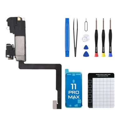 Imagem de DGSCSMY Para iPhone 11 PRO MAX Fone de ouvido frontal substituição OEM Repair Módulo de ouvido de 6,5 polegadas com sensor de luz ambiente cabo flexível conector kit de ferramentas de reparo sensor de
