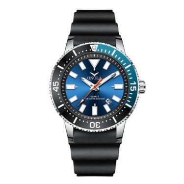 Imagem de Relógio De Quartzo Impermeável De Borracha Masculino - Prata Azul - El