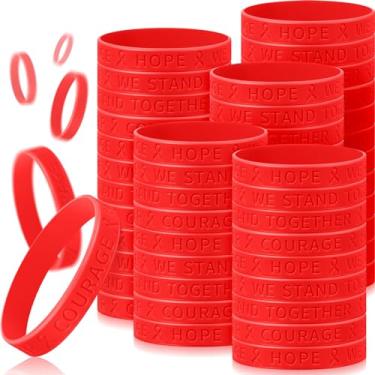 Imagem de Kigeli Pulseiras de silicone de conscientização da saúde do coração para homens e mulheres, pulseiras de silicone de fita vermelha pulseiras de borracha a granel para doenças de saúde do câncer evento