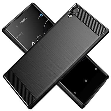 Imagem de KOARWVC Capa de telefone para Xperia XA1 Ultra, Sony XA1 Ultra G3226, capa de fibra de carbono, à prova de choque, resistente, antiarranhões, capa traseira de TPU macio para Sony Xperia XA1 Ultra