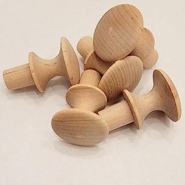 Imagem de Pinehurst Crafts Puxadores de gaveta coqueteleira de madeira inacabados, perfeitos para puxadores de armário de cozinha, ferragens de móveis, puxadores de gaveta de cômoda ou artesanato, 3,5 cm