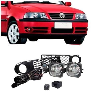 Imagem de Kit Farol Milha Completo Gol Parati Saveiro G3 Fase 1 1999 Ate 2002 Farois Grades Interruptor Chicote Relé Parafusos