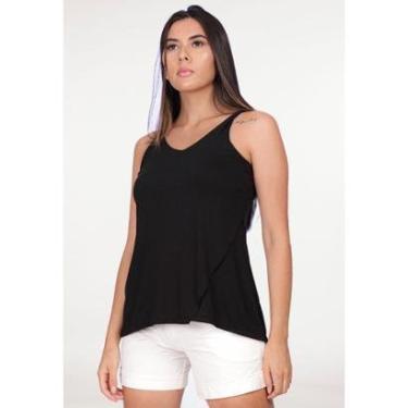 Imagem de Blusa Regata Malha Detalhe Transpassado Preto - P - Veste do 38 ao 40-Feminino