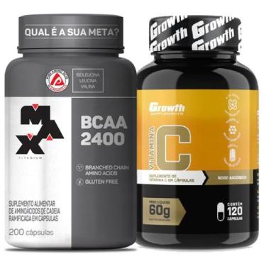 Imagem de Bcaa 2400Mg 200 Caps Max Titanium + Vitamina C 120 Growth