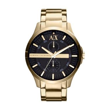 Imagem de Relógio masculino A|X Armani Exchange com mostrador analógico de três ponteiros e janela de data, relógio masculino com pulseira de aço inoxidável ou couro, Mostrador dourado/preto, Moderno