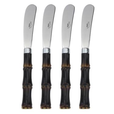 Imagem de Jogo de 4 espatulas Bambu em aco inox com cabo plastico estilo bambu escuro e embalagem pvc-Inox - Dynasty- Full Fit