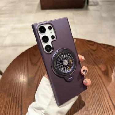 Imagem de Capa de telefone com suporte giroscópio giratório 360 colorido para samsung galaxy s24 s23 ultra plus capa de anel magnético, roxo, para s24ultra