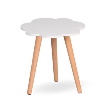 Imagem de Mesa Nuvem Infantil De Canto Pe Palito Mdf Laqueado Branca Pequena