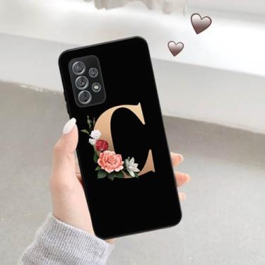 Imagem de Capa de telefone macia preta fosca para samsung a52 a32 a72 a22 4g a52s a12 a42 5g 26 letras capa inicial de flor, b03, para a22 5g