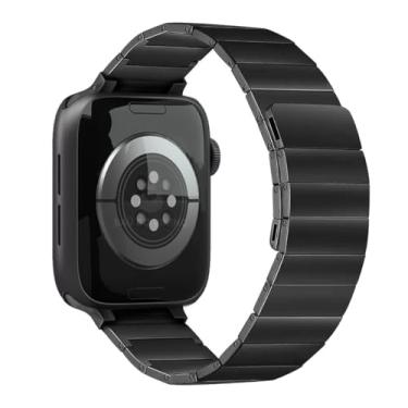 Imagem de Pulseira Elos Aço Magnética Imantada Compatível com Apple Watch 41mm 40mm 38mm 42mm 44mm 45mm 49mm (38/40/41mm, Preto)