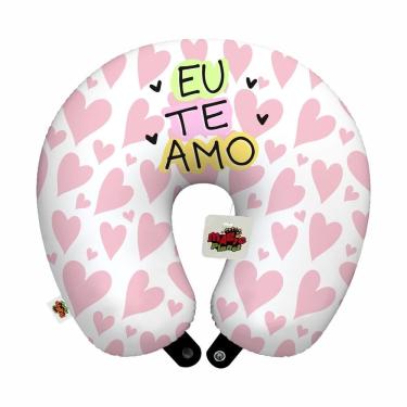 Imagem de Almofada de pescoço viagem eu te amo corações namorados lembrança