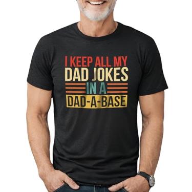 Imagem de Camiseta masculina I Keep All My Dad Jokes estampada para o Dia dos Pais de algodão, Cinza escuro mesclado, 3G